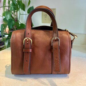 Fossil Carlie Leather Mini Satchel Crossbody Bag in Brown